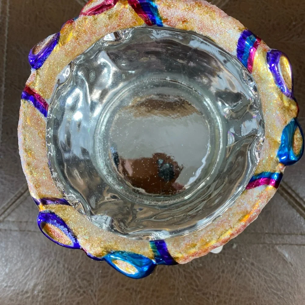 VINTAGE Christopher Radko Easter Bunny & Eggs Decorative Candy Dish 2004 Glitter